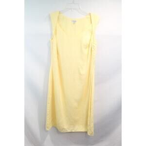 J Peterman Linen Shift Dress size 10 Yellow Lined Twists Sleeveless Knee Length